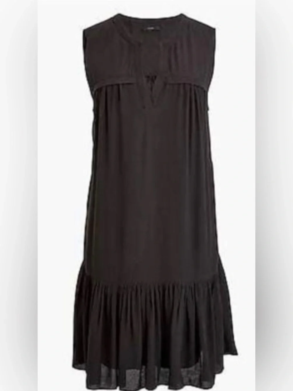 NWOT J Crew Ruffle hem Shift Dress Dark Brown. Size Medium.